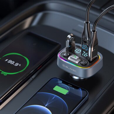Bluetooth FM moduliatorius-kroviklis black BLAVEC TR-04 QC3.0 18W PD 30W 2xUSB-A + USB-C TFMFTR04-B 3