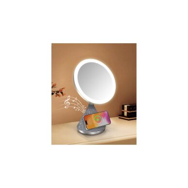 Bluetooth garsiakalbis - belaidžio įkrovimo stotelė silver Pointuch 15W + LED SY-W02243 3 Bluetooth garsiakalbis - belaidžio įkrovimo stotelė silver Pointuch 15W + LED SY-W02243 3