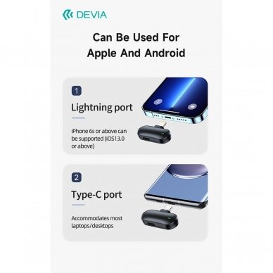 Bluetooth prisegamas mikrofonas 2 in 1 TYPE-C DEVIA 10