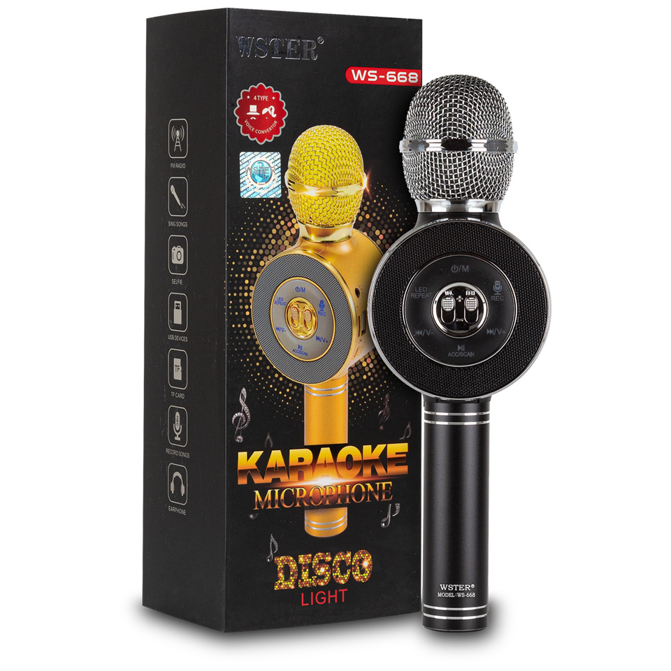 Bluetooth garsiakalbis-mikrofonas juodas WS-668 Bluetooth garsiakalbis-mikrofonas juodas WS-668