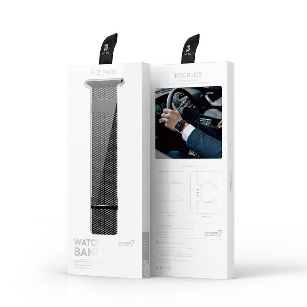DUX DUCIS Milanese stainless steel magnetic apyrankė Apple Watch Black 42/44/45/46/49 mm 9