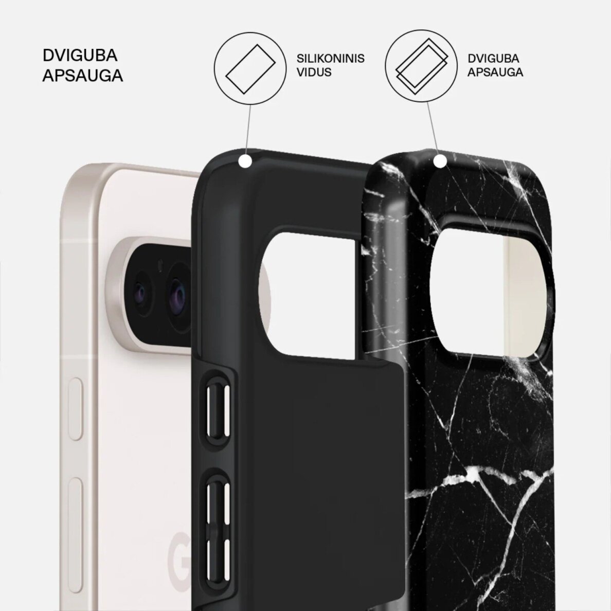 Google Pixel 10 / 10 PRO Magnetic Noir Origin Tough BURGA nugarėlė 1