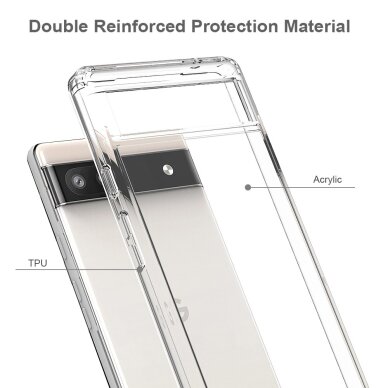 Google Pixel 6a skaidri Acrylic+TPU nugarėlė 4