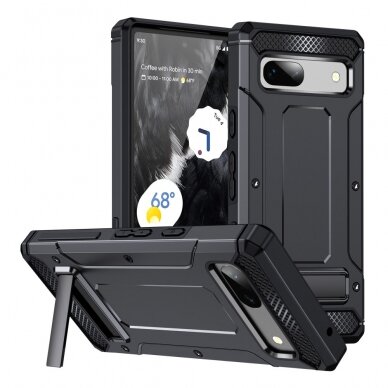 Google Pixel 7A juoda ARMOR nugarėlė WITH kICKSTAND