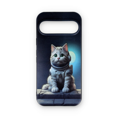 Google Pixel 9 / Pixel 9 PRO black nugarėlė Astronaut Cat Design00317 1