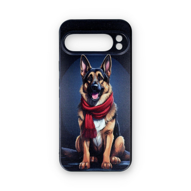 Google Pixel 9 PRO XL black nugarėlė German Shepherd With A Scarf Design00325