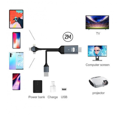 HDMI Storm Devia 3 in 1 laidas (HDMI to Type-c/Micro/iPhone) 4