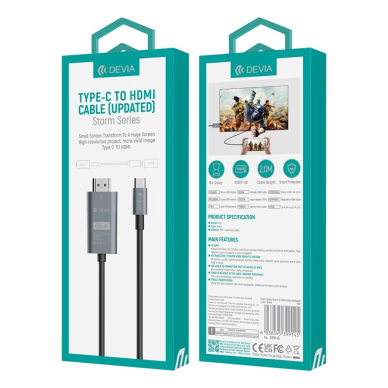 HDMI Storm Devia juodas HDMI to Type-C laidas 2
