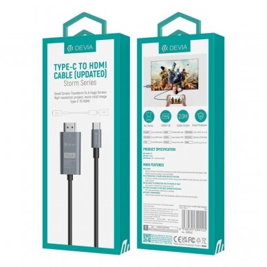 HDMI Storm Devia juodas HDMI to Type-C laidas 2