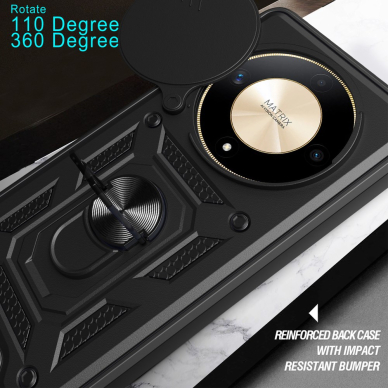 Honor Magic 6 Lite black RING ARMOR WITH CAMSHIELD nugarėlė 9