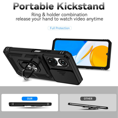 Honor X7 juoda Tracy RING ARMOR WITH CAMSHIELD nugarėlė 2