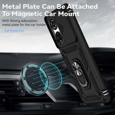 Honor X7 juoda Tracy RING ARMOR WITH CAMSHIELD nugarėlė 3