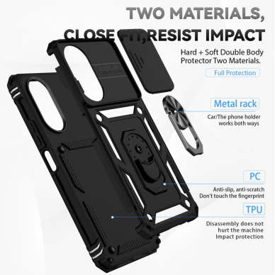 Honor X7 juoda Tracy RING ARMOR WITH CAMSHIELD nugarėlė 4