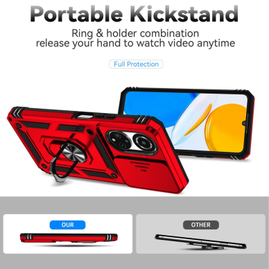 Honor X7 raudona Tracy RING ARMOR WITH CAMSHIELD nugarėlė 2