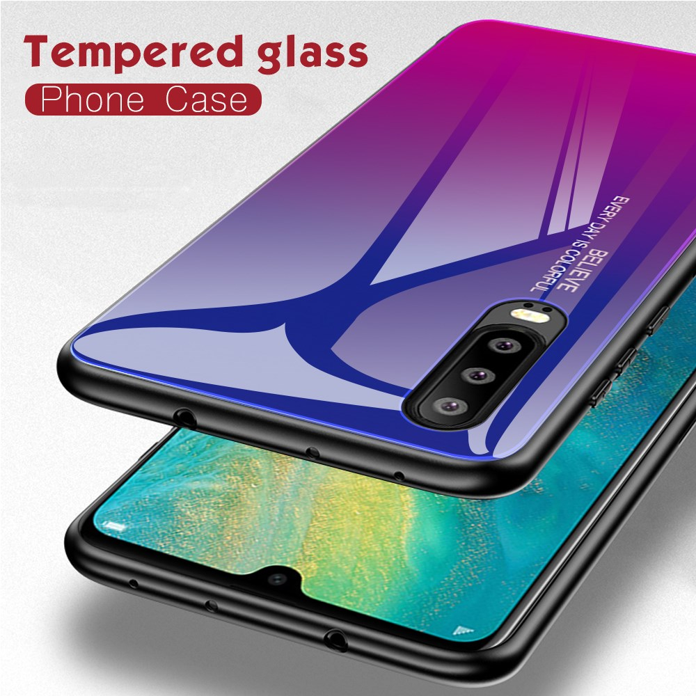 Huawei P30 mėlyna+rožinė tracy GLASS nugarėlė 1