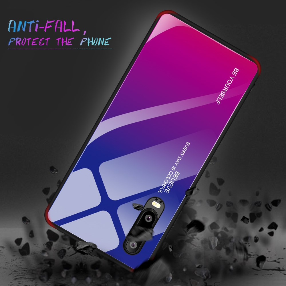 Huawei P30 mėlyna+rožinė tracy GLASS nugarėlė 4