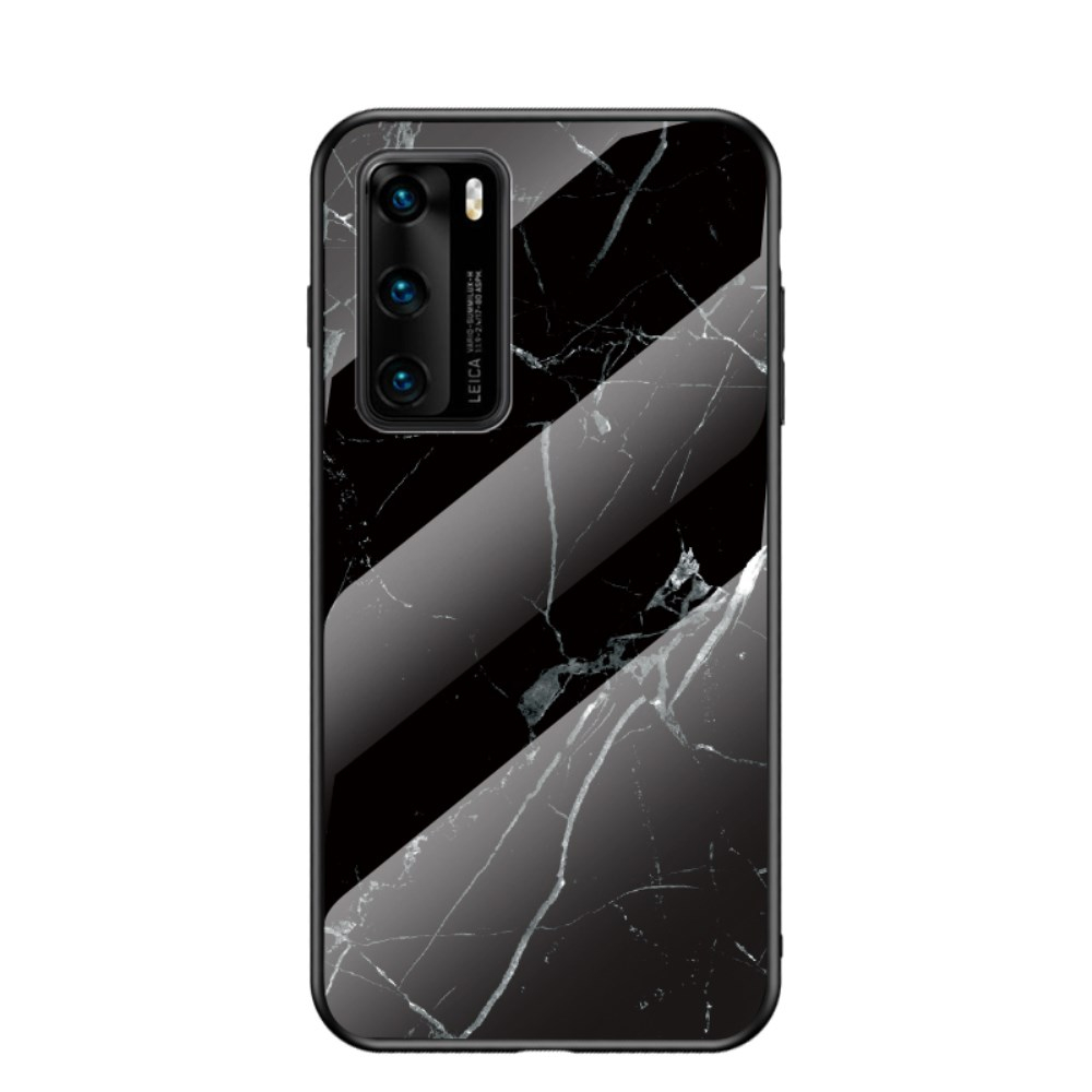 Huawei P40 marble glass nugarėlė Black 1