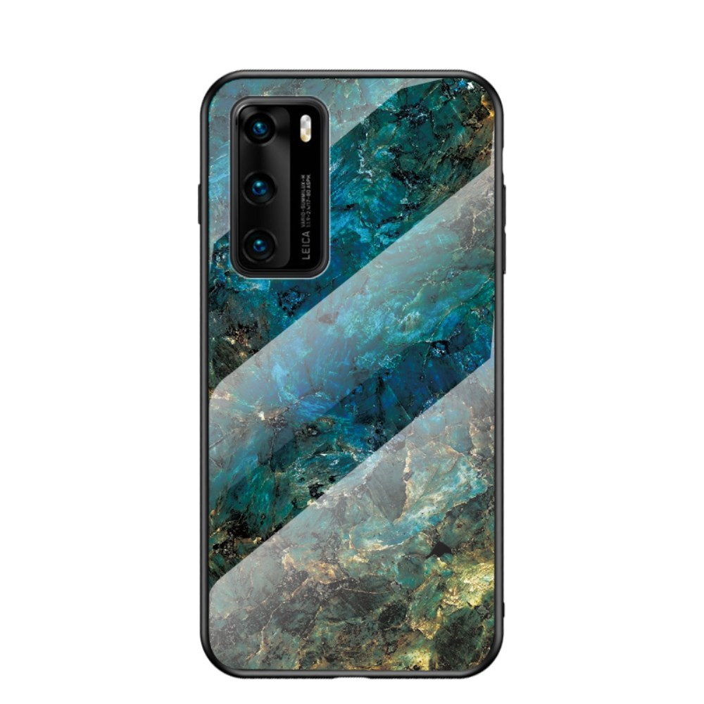 Huawei P40 marble glass nugarėlė Blue&gold 1