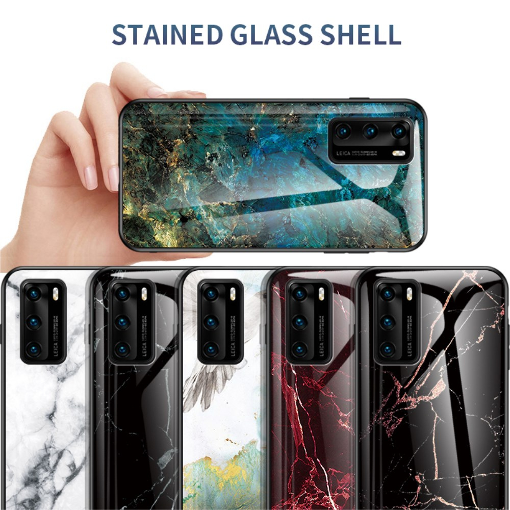 Huawei P40 marble glass nugarėlė Blue&gold 6