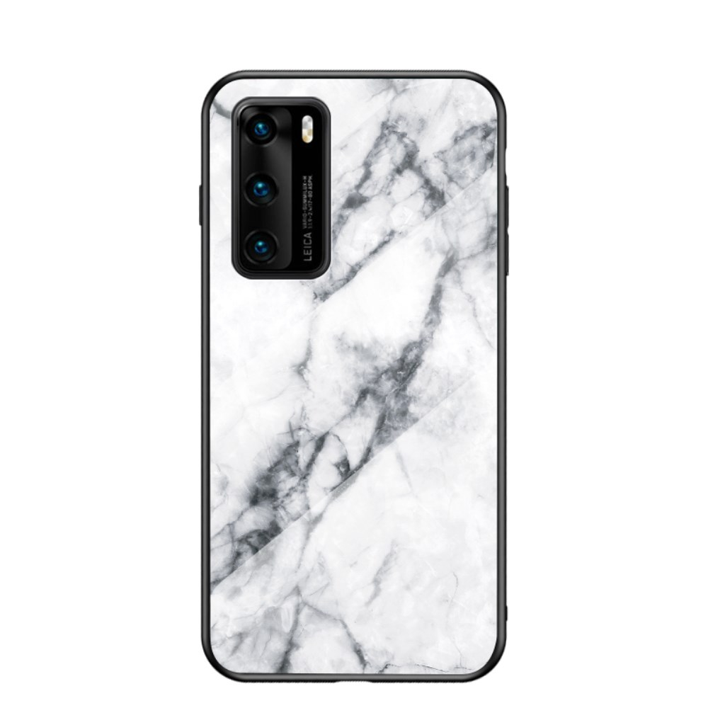 Huawei P40 marble glass nugarėlė White 1