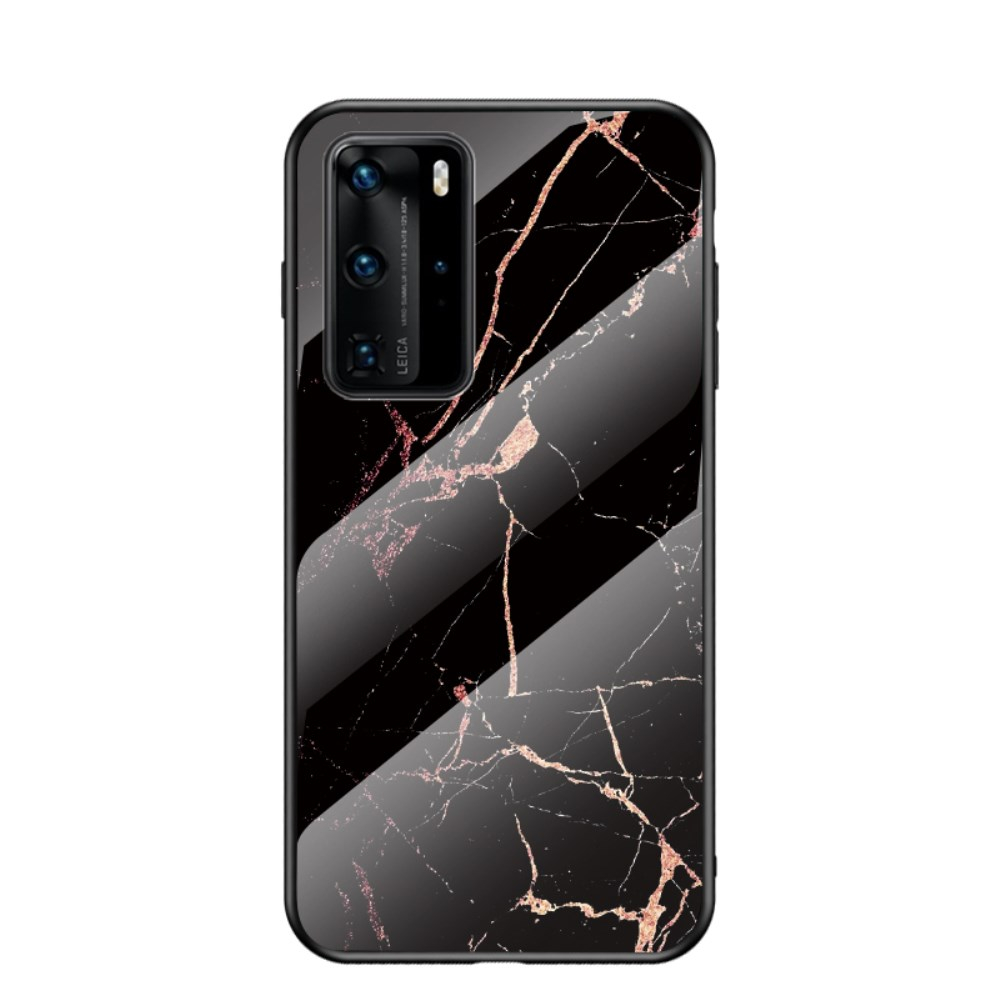 Huawei P40 PRO marble glass nugarėlė Black&Gold 1