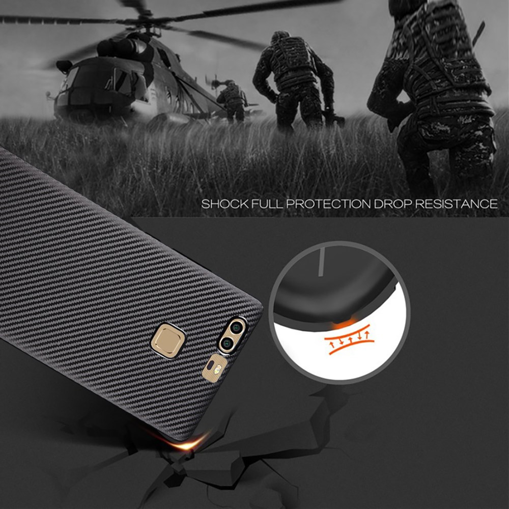 Huawei P9 juoda CARBON FIBER nugarėlė 3