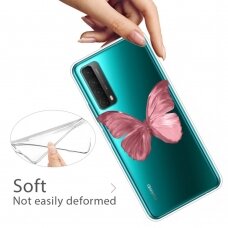 Huawei P Smart 2021 Tracy clear nugarėlė Pink Butterfly