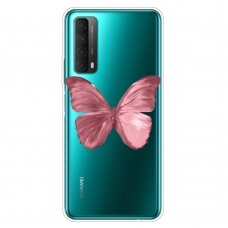 Huawei P Smart 2021 Tracy clear nugarėlė Pink Butterfly