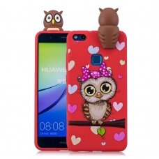 Huawei P10 Lite raudona nugarėlė Owl 4D