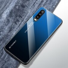 Huawei P30 mėlyna+juoda tracy GLASS nugarėlė