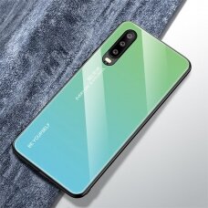 Huawei P30 žalia+melsva tracy GLASS nugarėlė