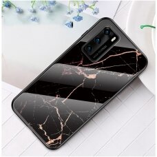 Huawei P40 marble glass nugarėlė Black&Gold