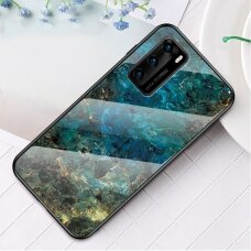 Huawei P40 marble glass nugarėlė Blue&gold