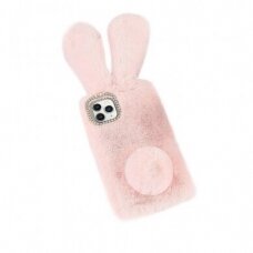 Huawei Y5P šviesiai rožinė nugarėlė Fluffy rabbit