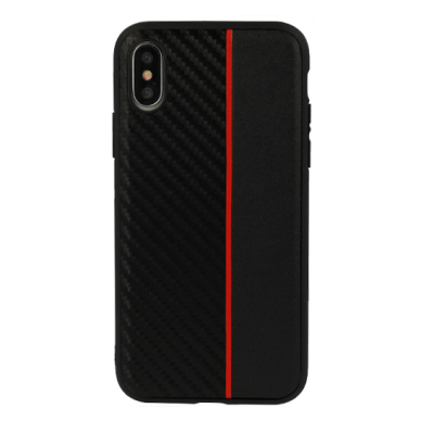 Huawei Mate 20 Lite juoda+raudona MOTO CARBON nugarėlė 1