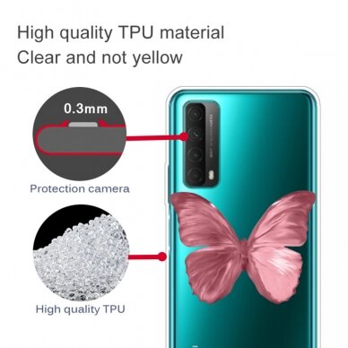 Huawei P Smart 2021 Tracy clear nugarėlė Pink Butterfly 2