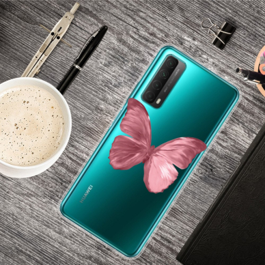 Huawei P Smart 2021 Tracy clear nugarėlė Pink Butterfly 3