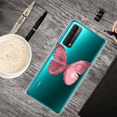 Huawei P Smart 2021 Tracy clear nugarėlė Pink Butterfly 3