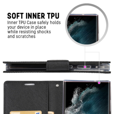 Huawei P10 LITE juodas FANCY DIARY dėklas 4