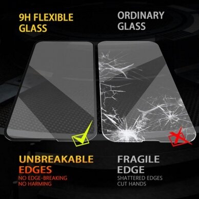 Huawei P20 apsauginis black 3D FLEXIBLE stiklas 3