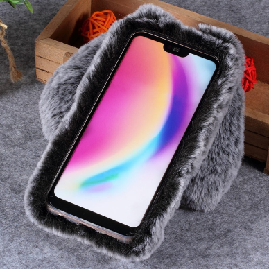 Huawei P20 Lite dark grey nugarėlė Fluffy rabbit 2