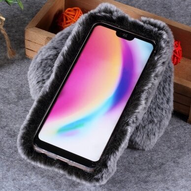 Huawei P20 Lite dark grey nugarėlė Fluffy rabbit 2