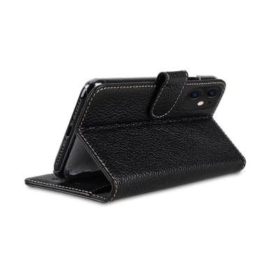 Huawei P30 juodas odinis MELKCO WALLET BOOK dėklas 4