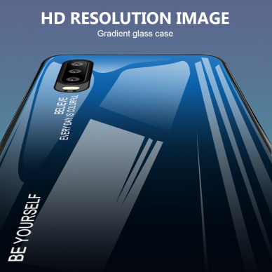 Huawei P30 mėlyna+juoda tracy GLASS nugarėlė 2