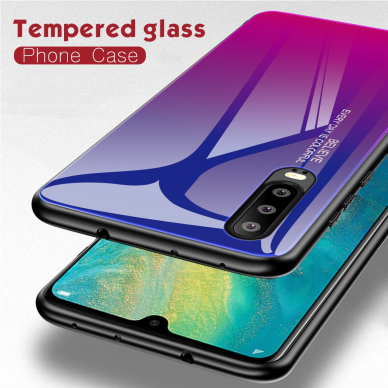 Huawei P30 mėlyna+rožinė tracy GLASS nugarėlė 1