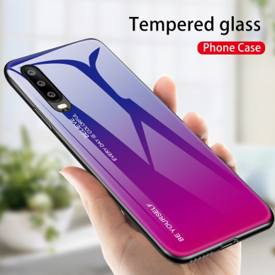 Huawei P30 mėlyna+rožinė tracy GLASS nugarėlė 2