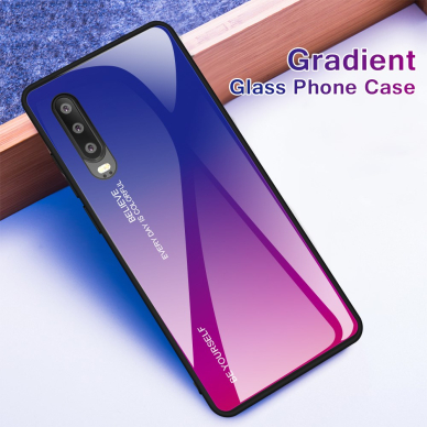 Huawei P30 mėlyna+rožinė tracy GLASS nugarėlė 8