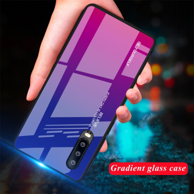 Huawei P30 mėlyna+rožinė tracy GLASS nugarėlė 9