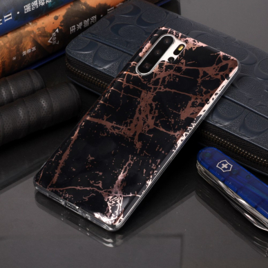 Huawei P30 PRO Tracy nugarėlė Black&Gold Marble 4
