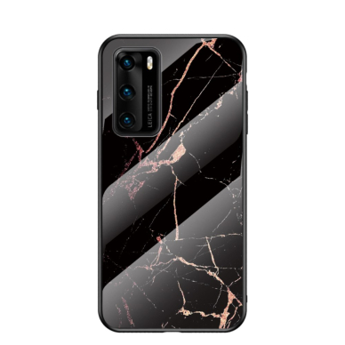 Huawei P40 marble glass nugarėlė Black&Gold 1